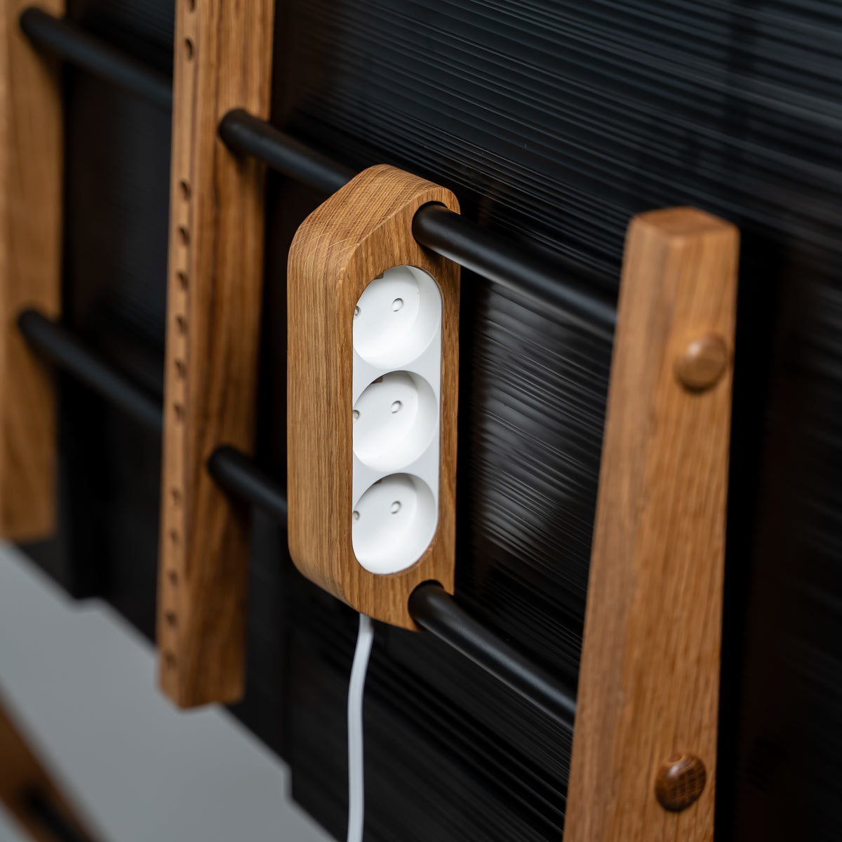 Power strip for TV stand – Oak