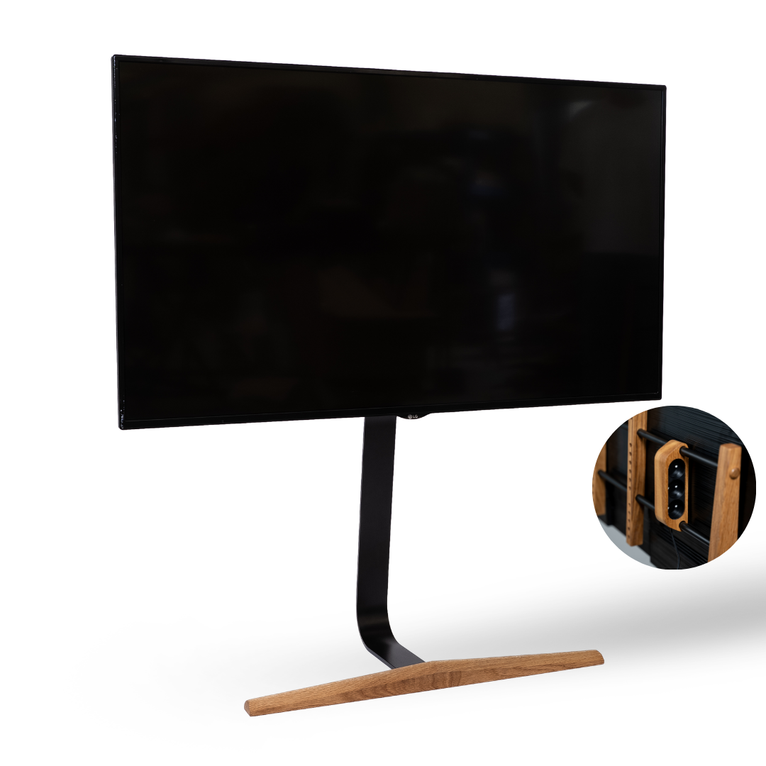 TV stand with swivel function in oak – NOMI