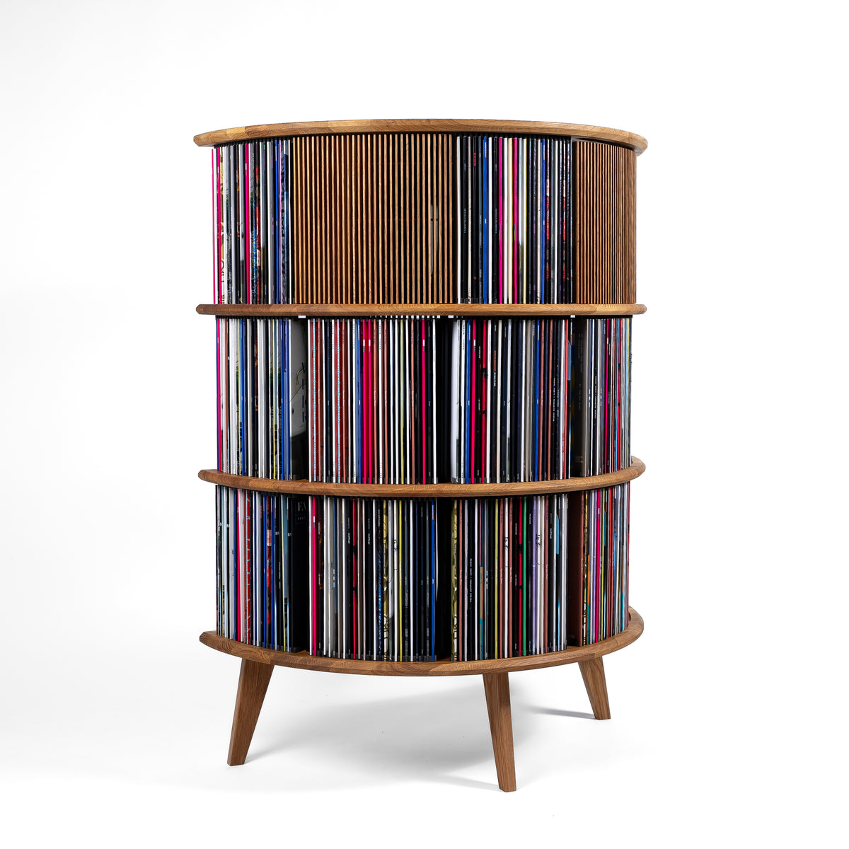 Vinylopslag in eikenhout – Display LUNA